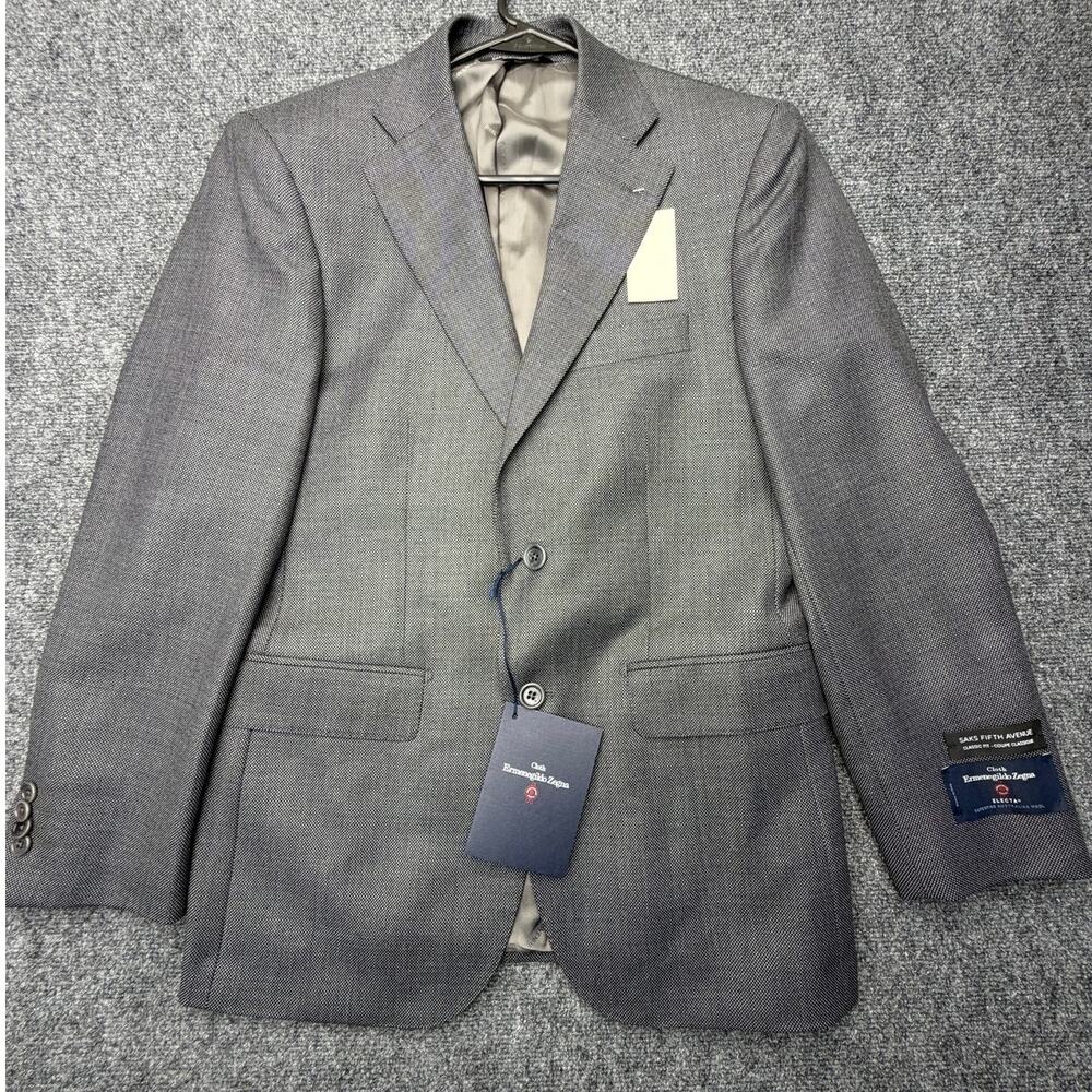 Saks Fifth Avenue Mens 36S Suit Zegna Wool Gray Classic Fit NWT